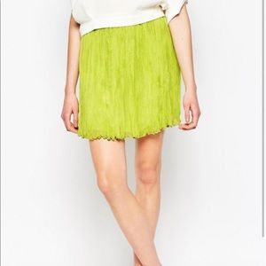 Adam Lippes Neon Pleated Silk Skirt
